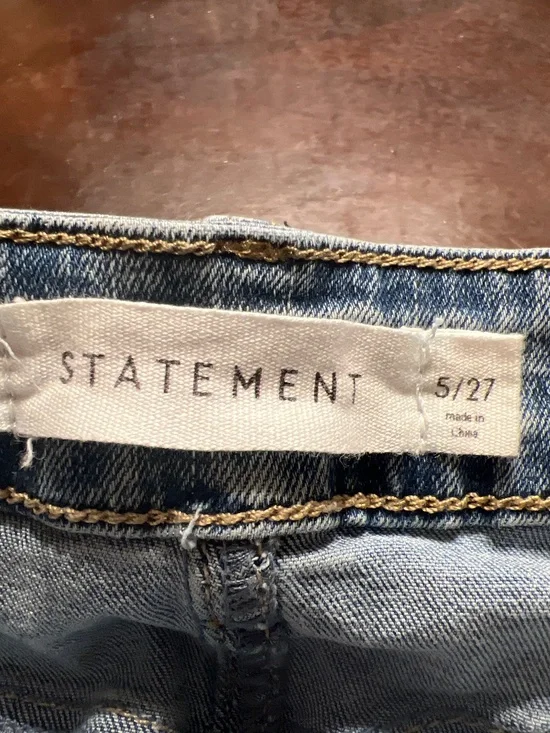 Statement Denim Mini Skirt - Light Wash - Size 5/27 - Picture 3 of 8